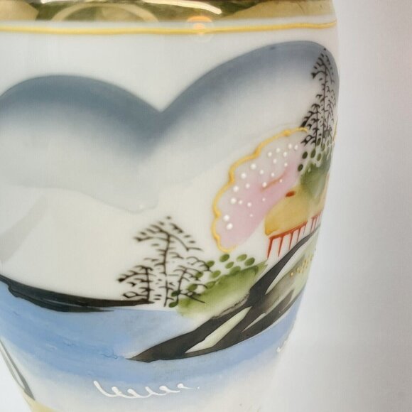 Vintage Fine Porcelain Moriage Vase Hand Painted Layered Enamel Gold Trim Japan - Picture 16 of 16